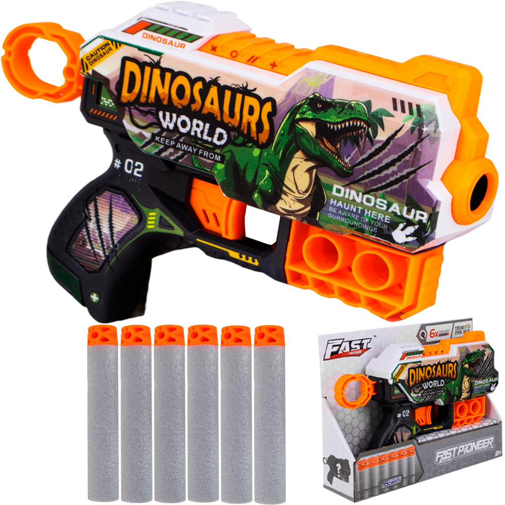 Пистолет BH124 Динозавр с безопасными пулями в кор.