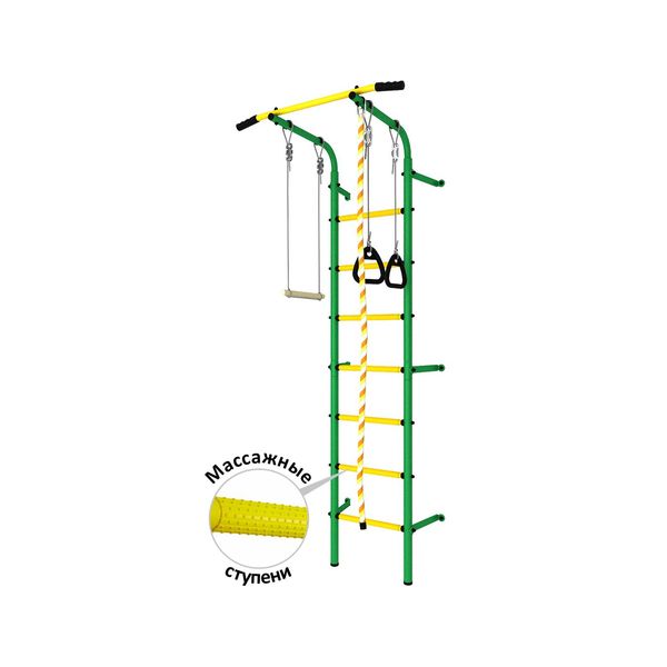 Детский спортивный комплекс DSK Пристенный (с массажными ступенями), цвет зеленый/желтый   4240236 (Вид 1)