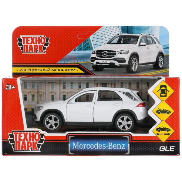 Машина металл MERCEDES-BENZ GLE 2018 12 см, двери, багаж, инер, белый, кор. Технопарк GLE-12-WH