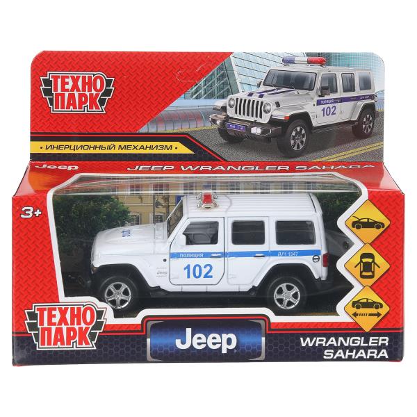 Машина металл JEEP WRANGLER SAHARA ПОЛИЦИЯ 12 см, двер, баг, ин, белый, кор. Технопарк SAHARA5D-12PO (Вид 3)