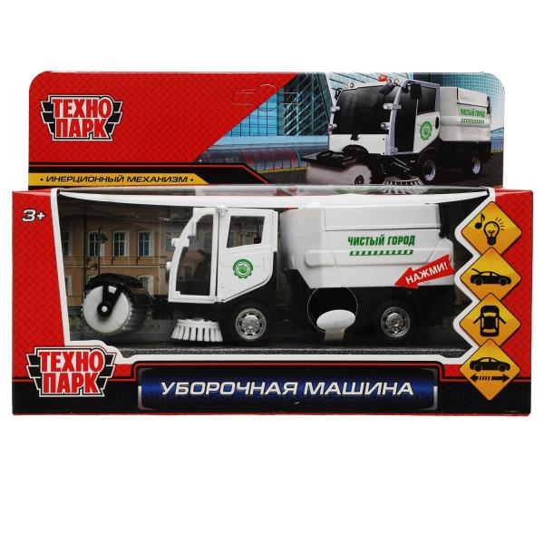 Машина металл свет-звук УБОРОЧНАЯ МАШИНА 15,5 см, двери, багаж, бел, кор. Технопарк VACCAR-12SL-WH