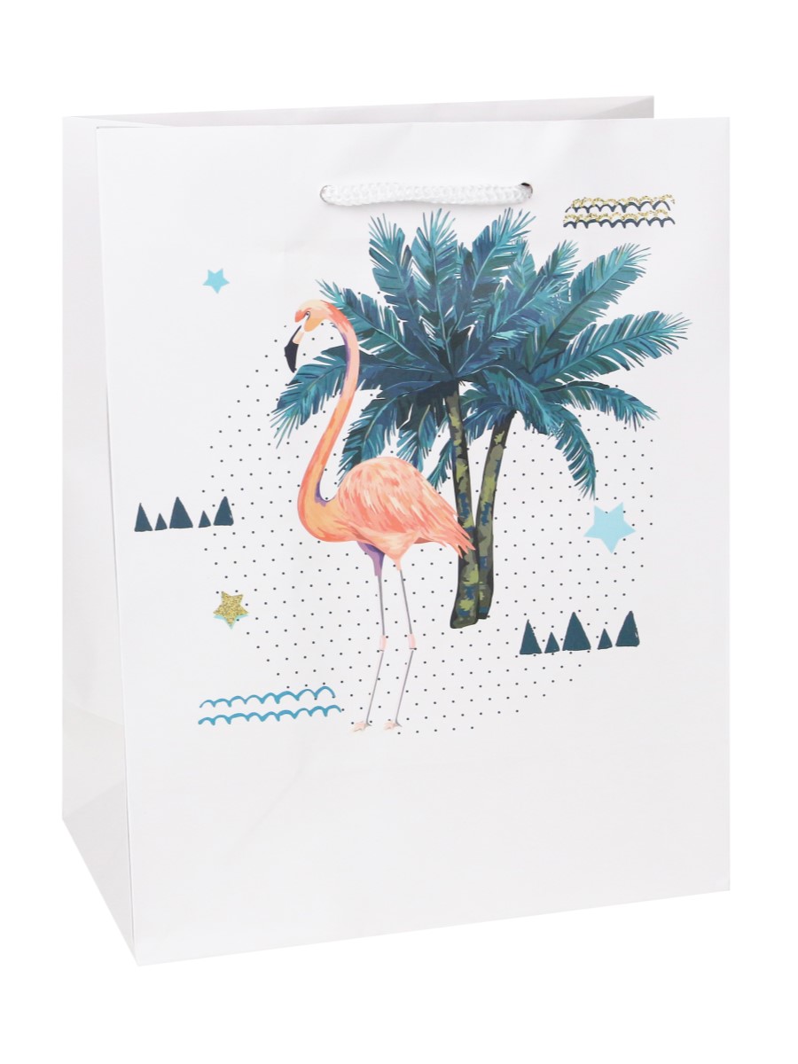 Пакет подарочный с матовой ламинацией  32,4х44,5х10,2  см  (XL) Фламинго в тропиках, 157 г ППД-0129 (Вид 1)