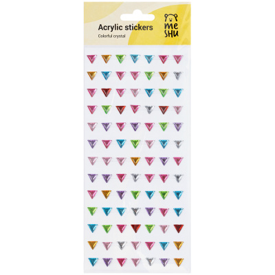 Наклейки акриловые MESHU Сolorful crystal, 25*10см, стразы, 91 наклейка, инд. уп., европодвес