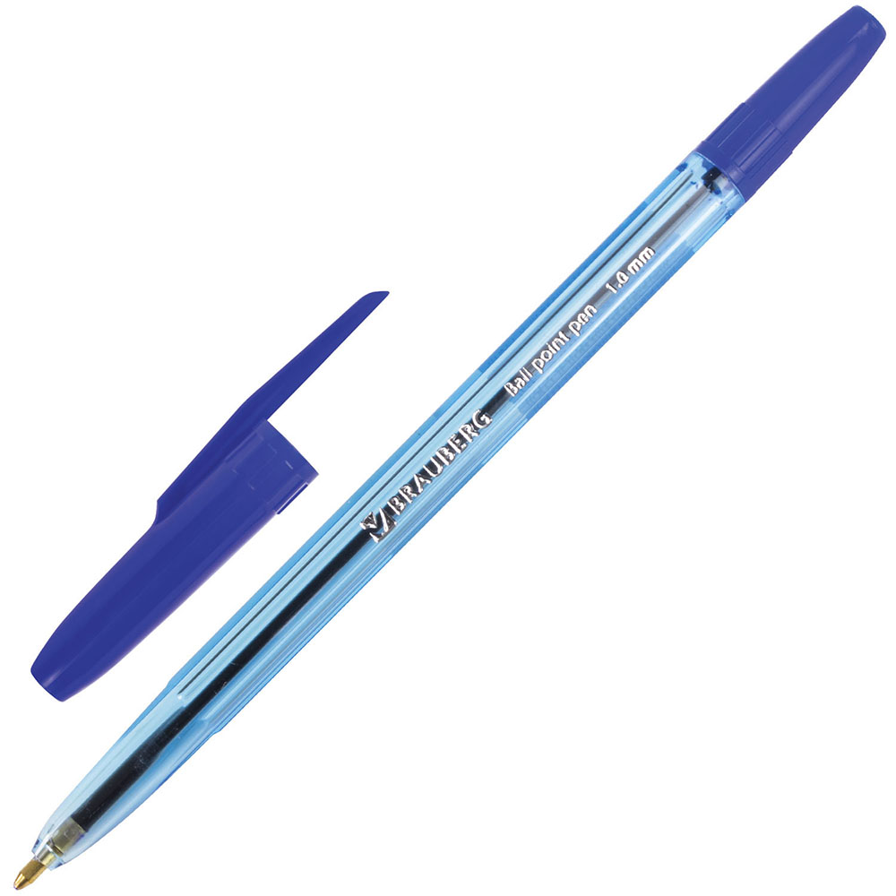 Ручка шариковая синяя 0,5мм,BRAUBERG Carina Blue 141669 (Вид 1)
