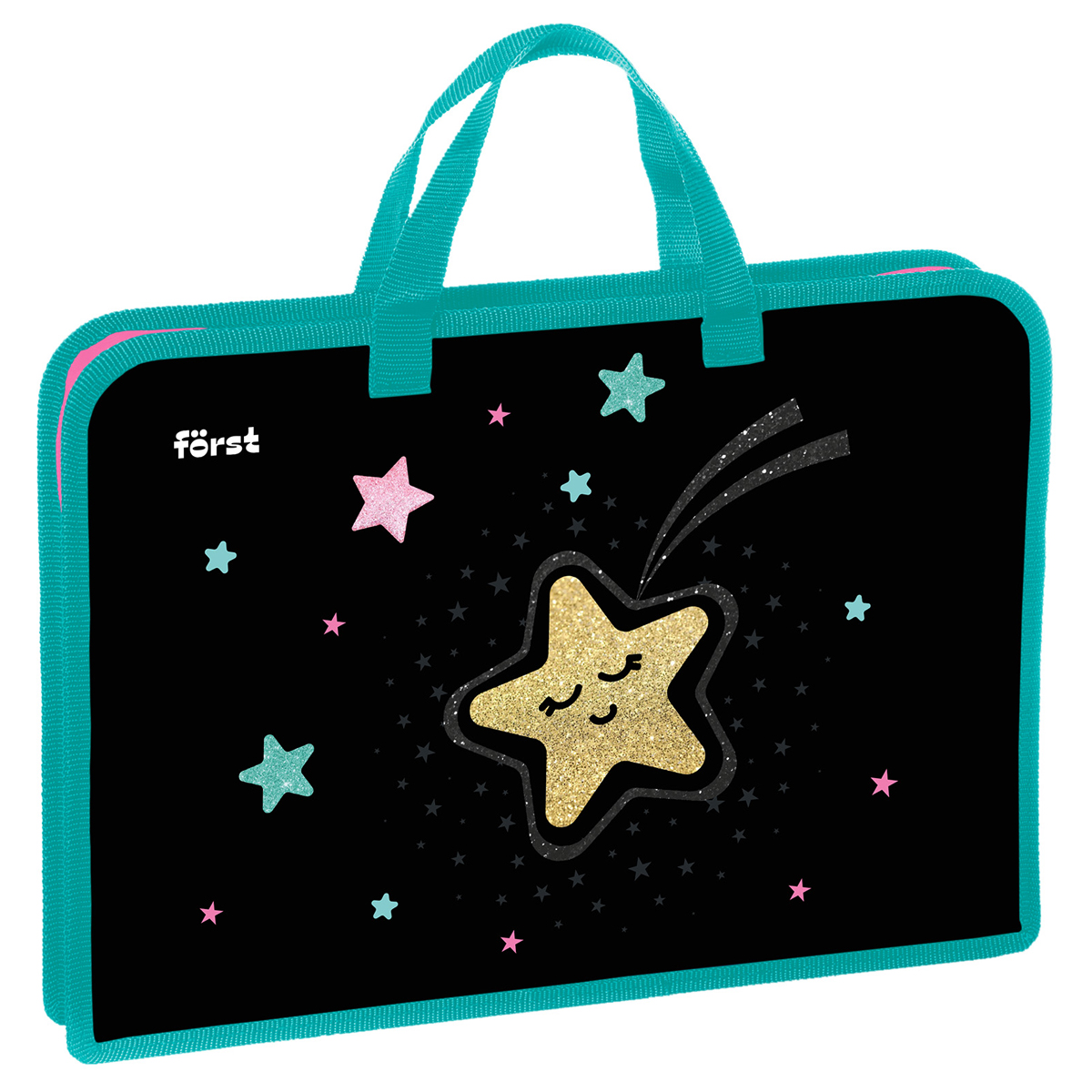 Папка с ручками 1 отделение, А4 Först Stars, 340*245*40мм, пластик, на молнии