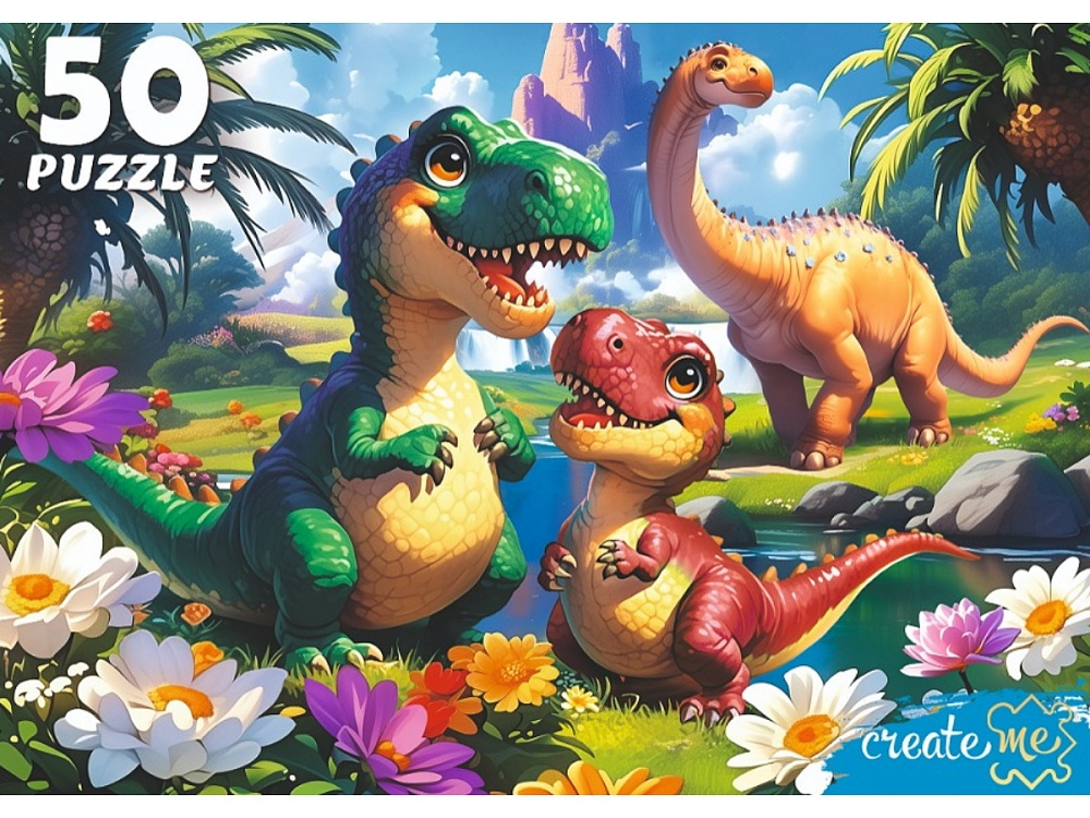 ПАЗЛЫ 50 элементов. ЯРКИЕ ДИНОЗАВРЫ (арт. УК50-0219)
