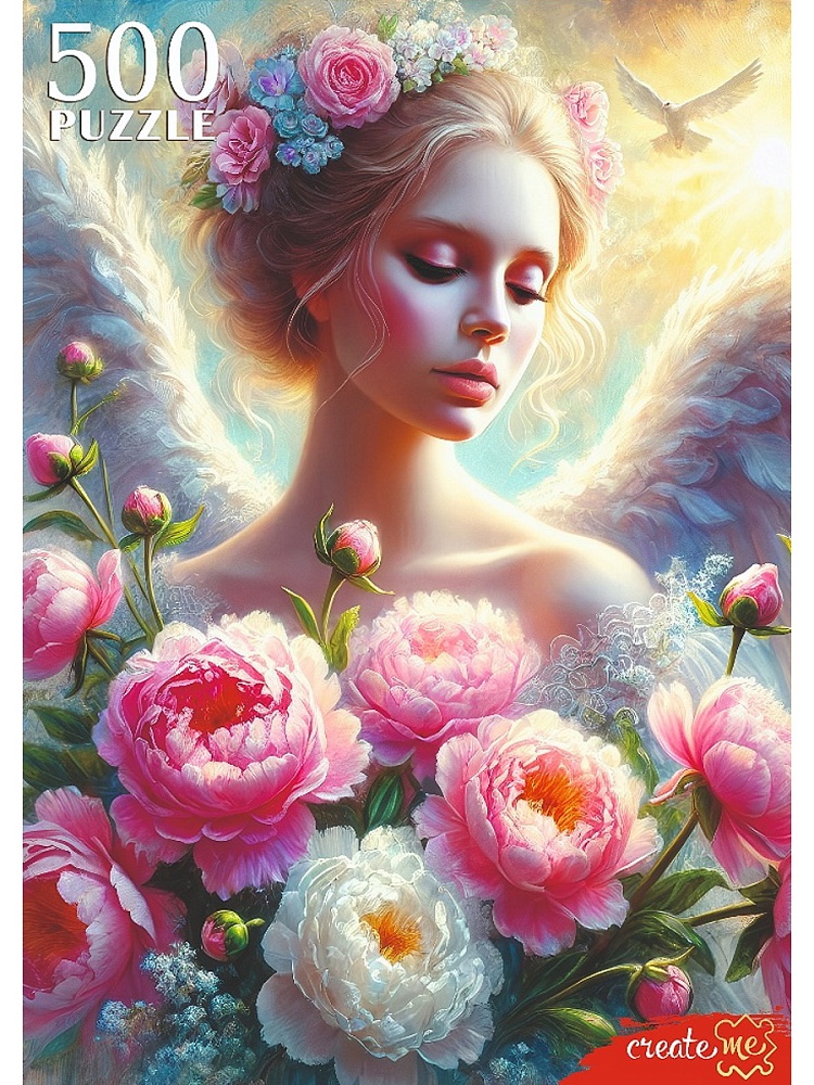 ПАЗЛЫ 500 элементов. АНГЕЛ С ЦВЕТАМИ (арт. Ф500-6628)