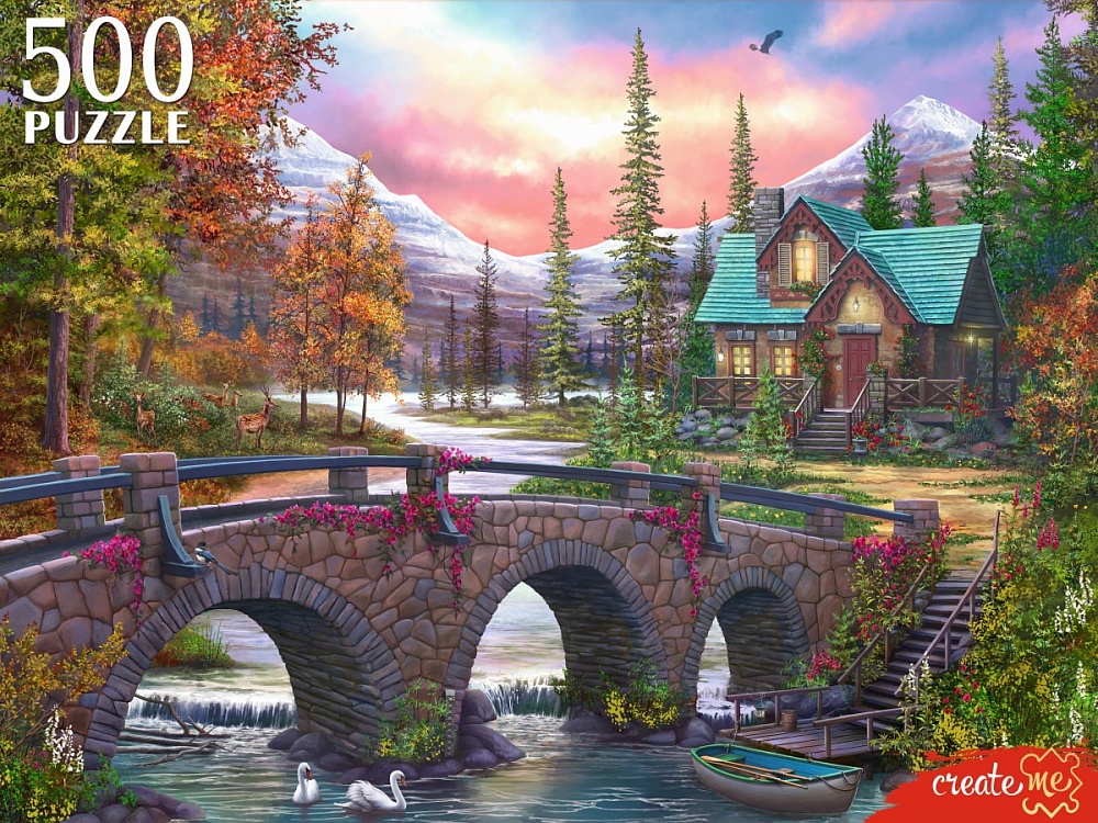 ПАЗЛЫ 500 элементов. ВОЛШЕБНЫЙ ДОМИК В ГОРАХ  (арт. Х500-6629)