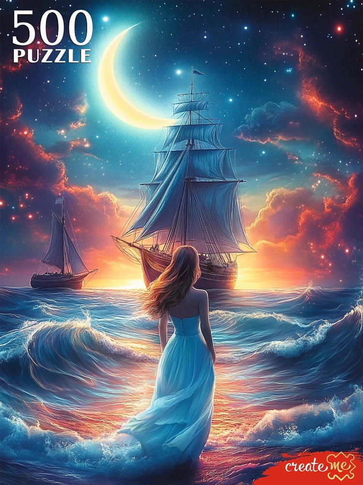 ПАЗЛЫ 500 элементов. ДЕВУШКА У НОЧНОГО МОРЯ (арт.Ф500-7615)