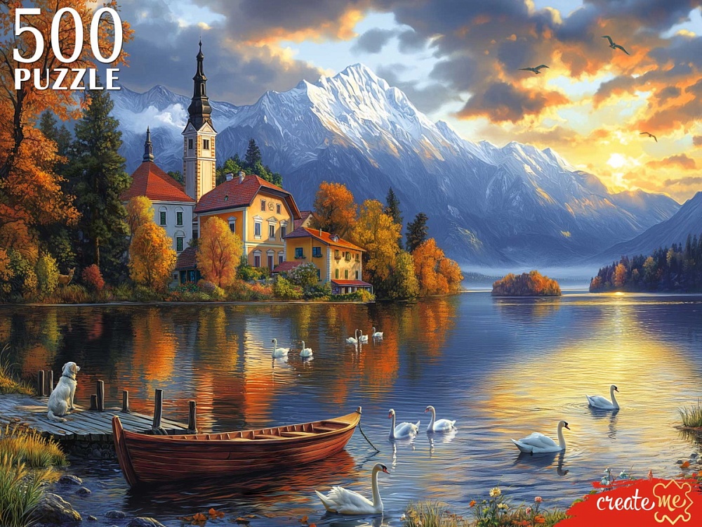 ПАЗЛЫ 500 элементов. ЗАКАТ НА ОЗЕРЕ БЛЕД (арт. Ф500-6632)
