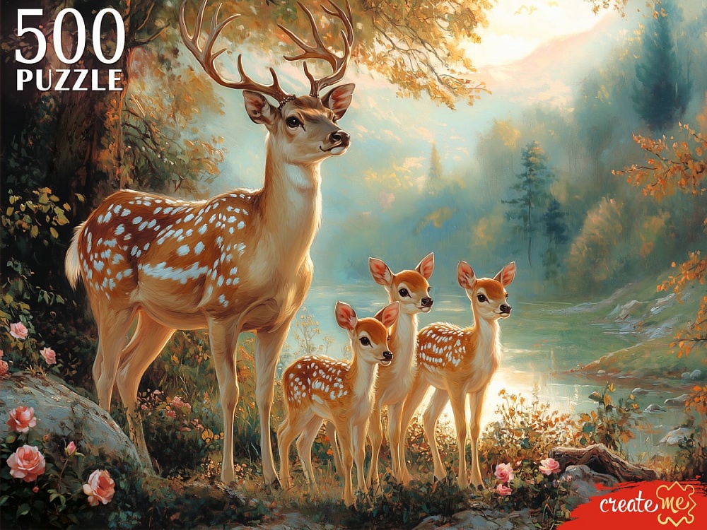 ПАЗЛЫ 500 элементов. ОЛЕНИ У ОЗЕРА (арт.П500-7619)