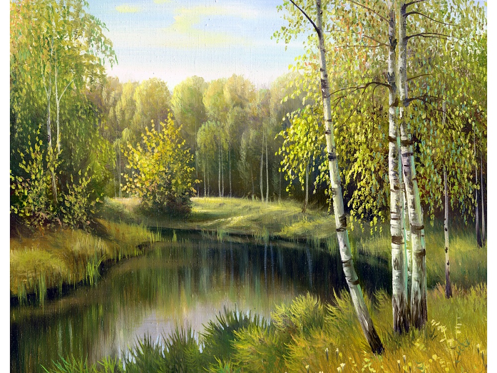 Холст с красками 30х40 см по номер. Русская березка (Арт. 112346) Джаззл