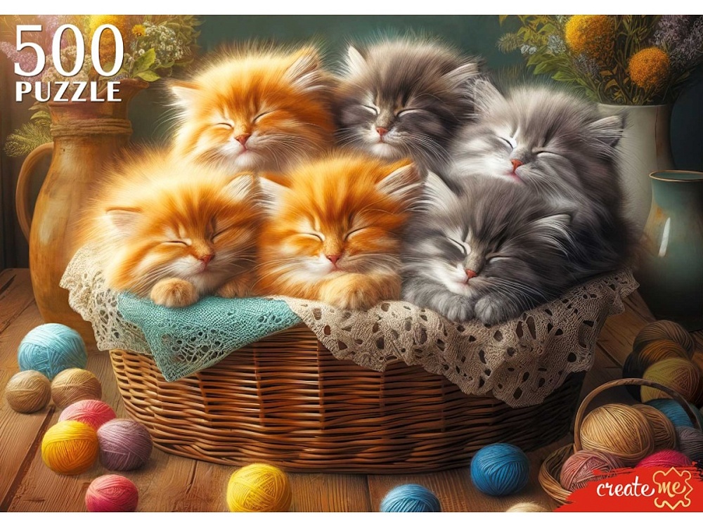 ПАЗЛЫ 500 элементов. СПЯЩИЕ КОТЯТА (Арт. Ф500-8714)