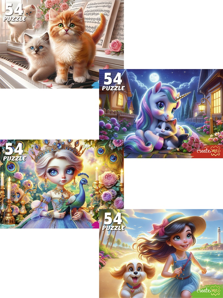 ПАЗЛЫ 54 элемента. ЛЮБИМЫЕ ПАЗЛЫ ДЛЯ ДЕВОЧЕК (Арт. П54-8711) кратно 32