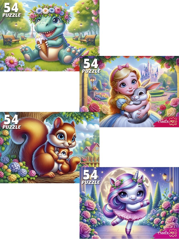 ПАЗЛЫ 54 элемента. МИЛЫЕ ПАЗЛЫ ДЛЯ ДЕВОЧЕК (Арт. П54-8708) кратно 32