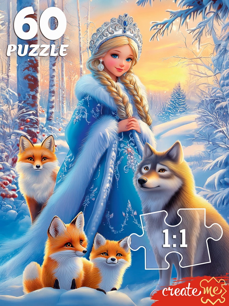 ПАЗЛЫ 60 элементов. СНЕГУРОЧКА И ЛЕСНЫЕ ЖИТЕЛИ (арт.П60-7598)