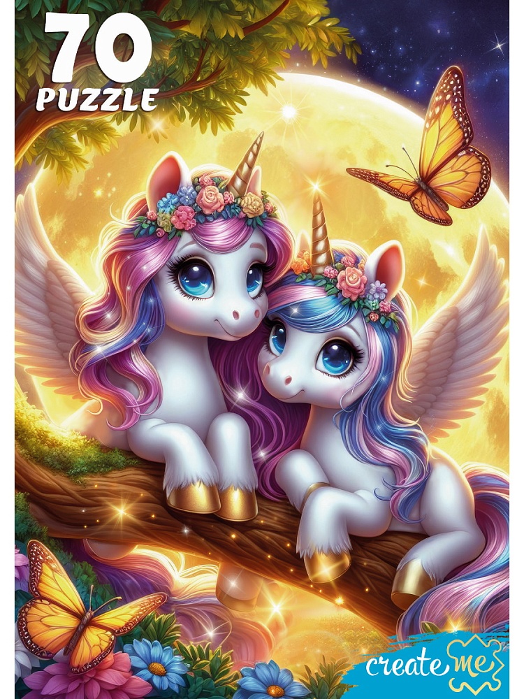 ПАЗЛЫ 70 элементов. НОЧНЫЕ ЕДИНОРОГИ (арт. УК70-0228)