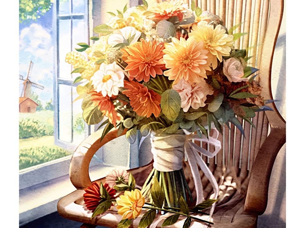 Холст с красками 30х40 см по номер. Садовый букет (Арт. 112360) Джаззл