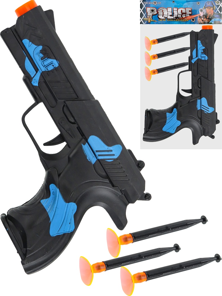 Пистолет с пулями-присосками (16х2,2х10 см) (3 пули, в пакете) ( Арт. 2095995)