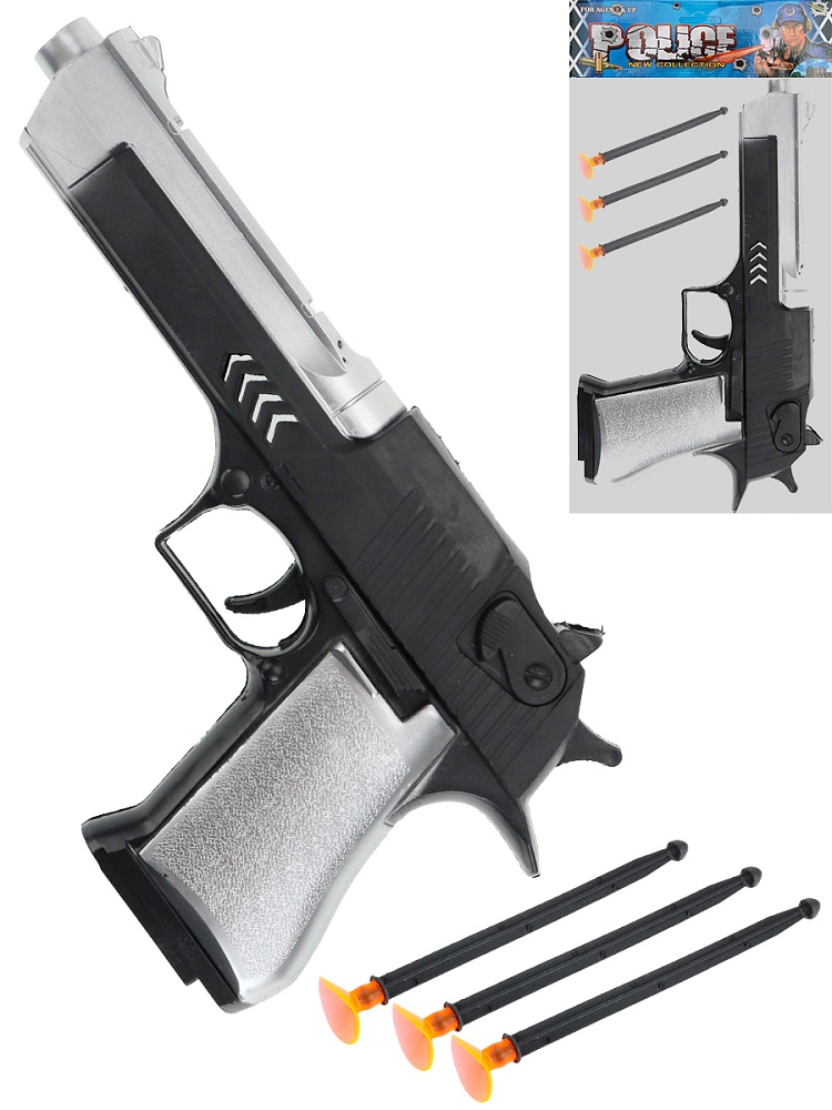 Пистолет с пулями-присосками (22х3х12 см) (3 пули, в пакете) ( Арт. 2180280)