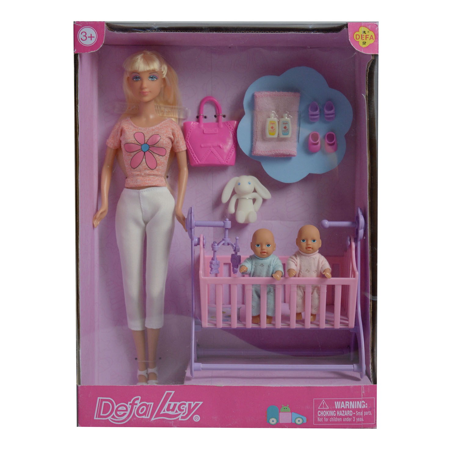 Набор кукол DEFA Lucy Мамочка близняшек (3 шт., 29 и 8 см, кроватка, аксесс., в ассорт.)