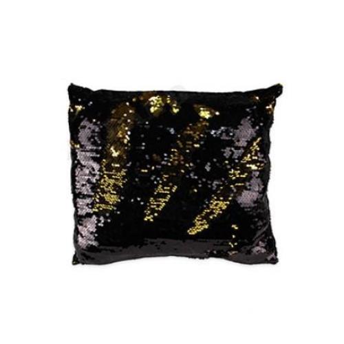 Декоративная подушка с двусторонними пайетками  Блеск,золотой и черный ДП-5262