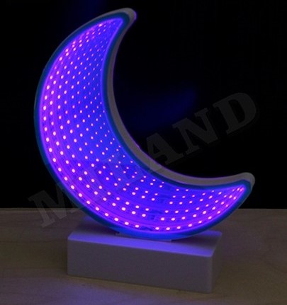 Зеркальный 3D светильник Луна, фиолетовый свет УД-9714