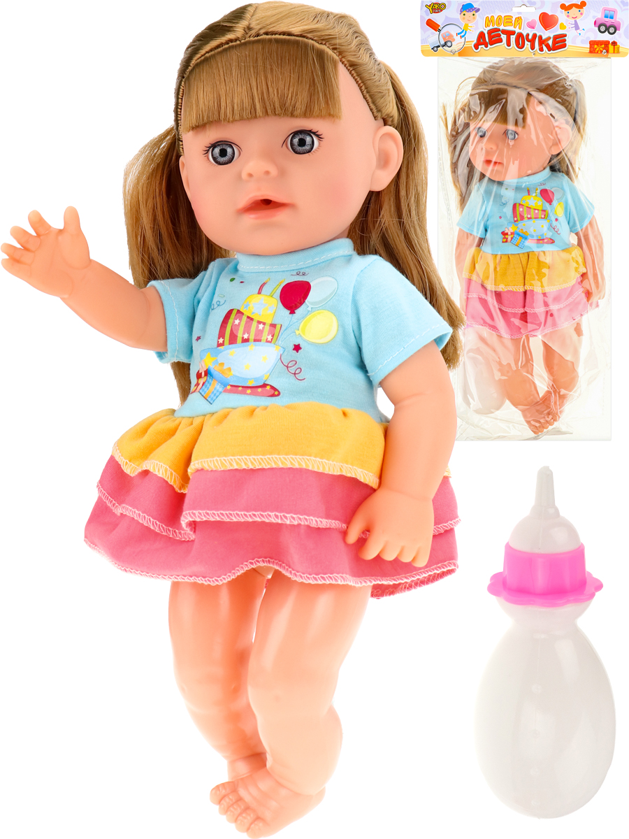 Кукла Муся 35см, в наборе с бутылочкой, пьёт , писает, в пакете ( Арт. M9009-1)
