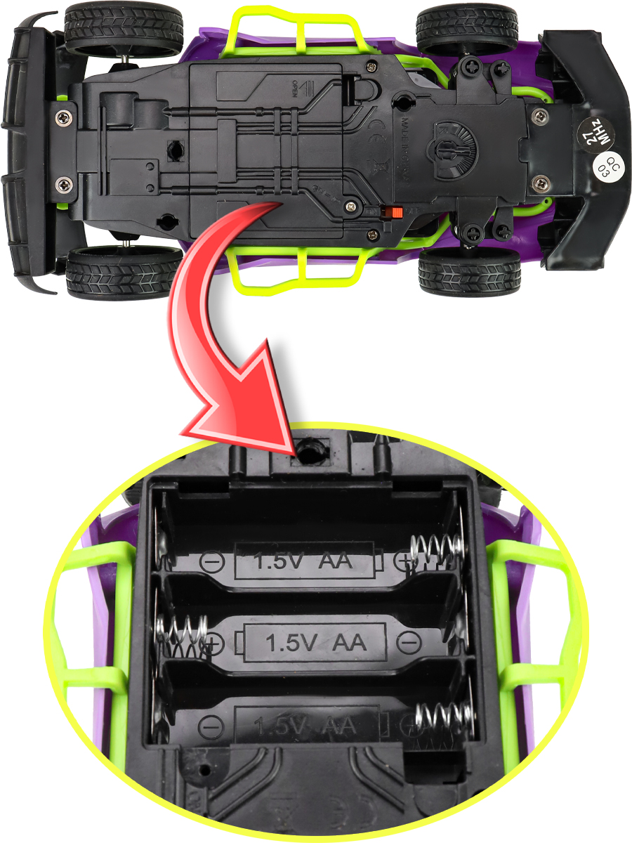 Машинка на р/у(20*9.5*5.5)Быстрый заезд(бат.3AA и 2AA не в компл.,цвет микс,в кор.) (Арт. 2330155) (Вид 4)