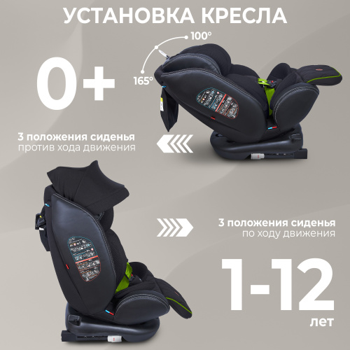Автокресло поворотное группа 0123 (0-36) Sweet Baby Suburban ST-3 360 Isofix Black/Green (Вид 3)