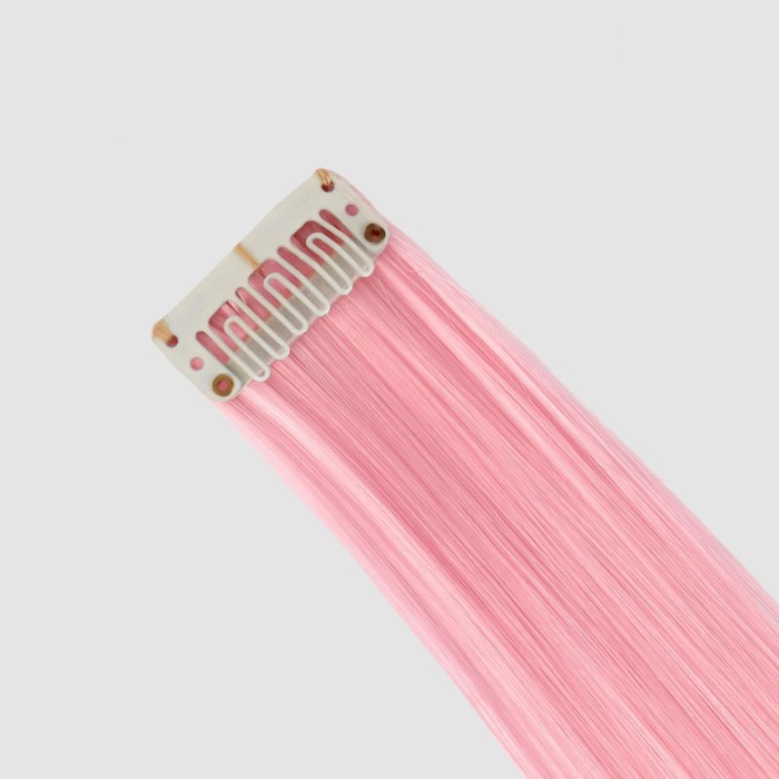 Локон накладной искусственный 50(±5)см волос прямой матт 5гр на заколке розовый QF   5403358 (Вид 3)