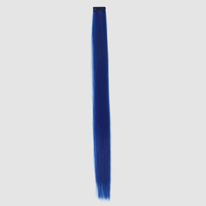 Локон накладной искусственный 50(±5)см волос прямой матт 5гр на заколке синий QF   5403357 (Вид 2)