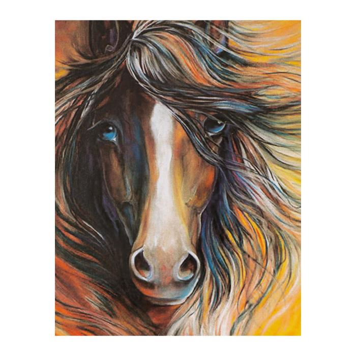 Роспись по холсту Красавец конь по номерам с красками по 3 мл+ кисти+инстр+крепеж 30*40   5635609