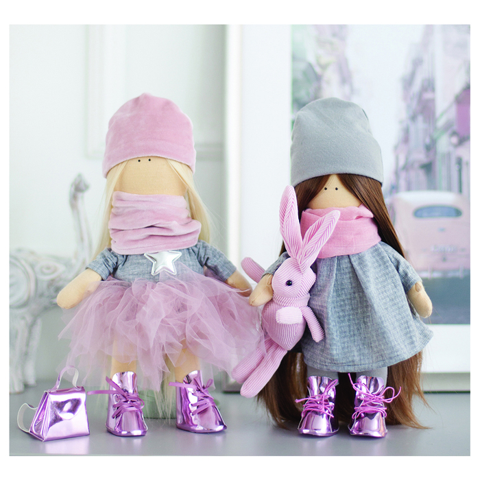 Интерьерные куклы «Подружки Вики и Ники- на праздник» набор для шитья,15,6 × 22.4 × 5.2 см   4716788 (Вид 1)