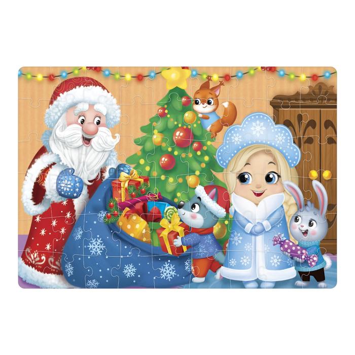 Пазл детский Дед Мороз и Снегурочка, 54 элемента 7018768 (Вид 2)