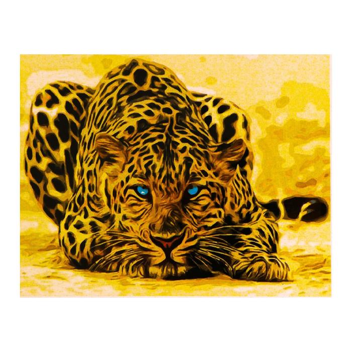Роспись по холсту Леопард по номерам с красками по3 мл+ кисти+инстр-я+крепеж 30*40 2467690