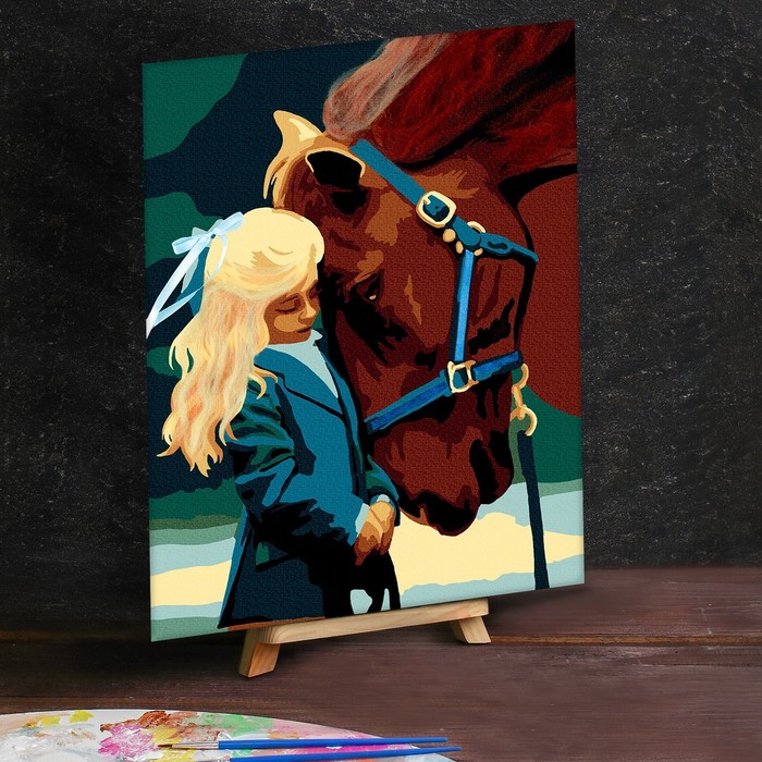 Картина по номерам с дополнительными элементами Лошадь и девочка, 30х40 см   4448595 (Вид 2)