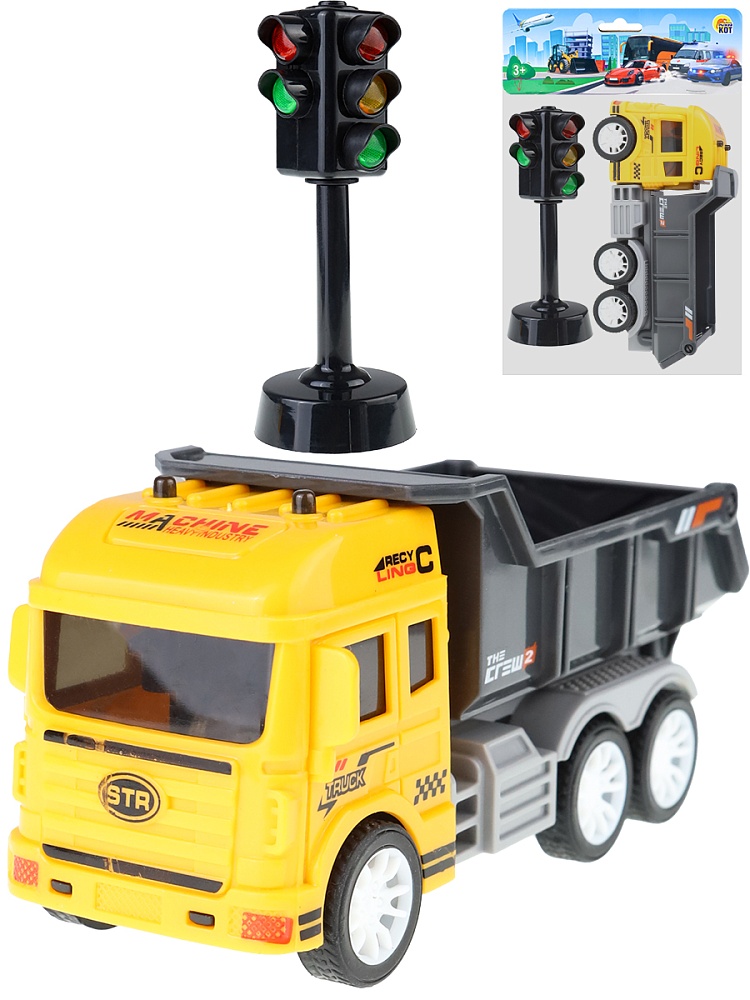 Спецтехника. Самосвал инерционный в наборе со светофором, в пакете (Арт. И-8785)