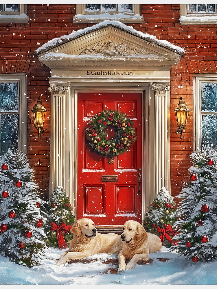 Холст с красками 17х22 см по номерам в коробке (14цв.) Два ретривера на крыльце (арт. ХК-0475)