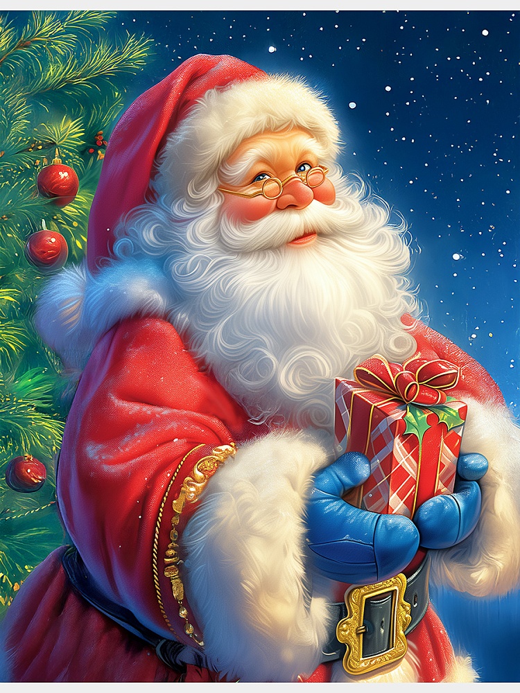 Холст с красками 17х22 см по номерам в коробке (14цв.) Добрый Дедушка Мороз (арт. ХК-0494)