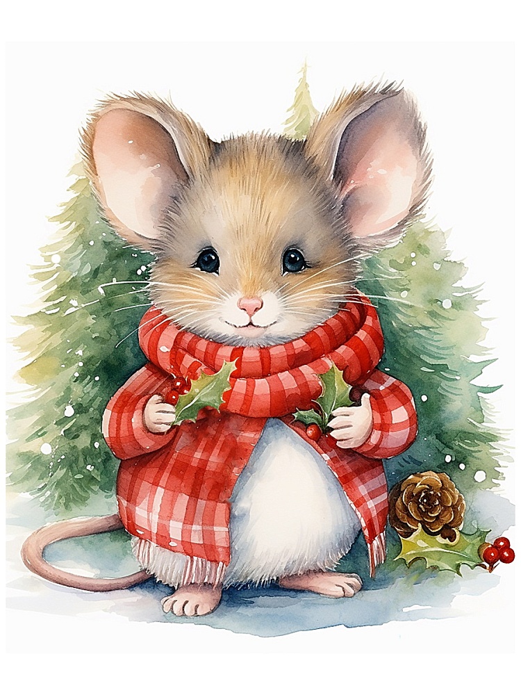 Холст с красками 22х30 см по номерам в коробке (16цв.) Мышонок в свитере (арт. Х-7548)