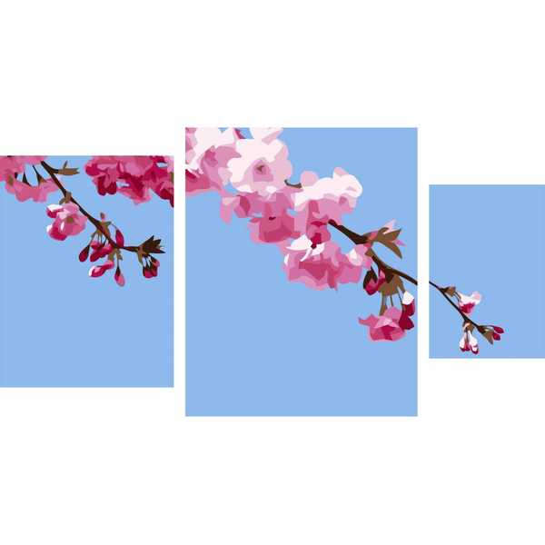 Картина по номерам Цветущая сакура (триптих) (Вид 1)