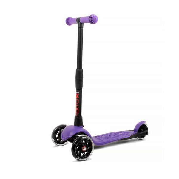 Самокат 3-х кол. кикборд, 003-2193 фиолетовый, регулир складная ручка, светящ. колеса