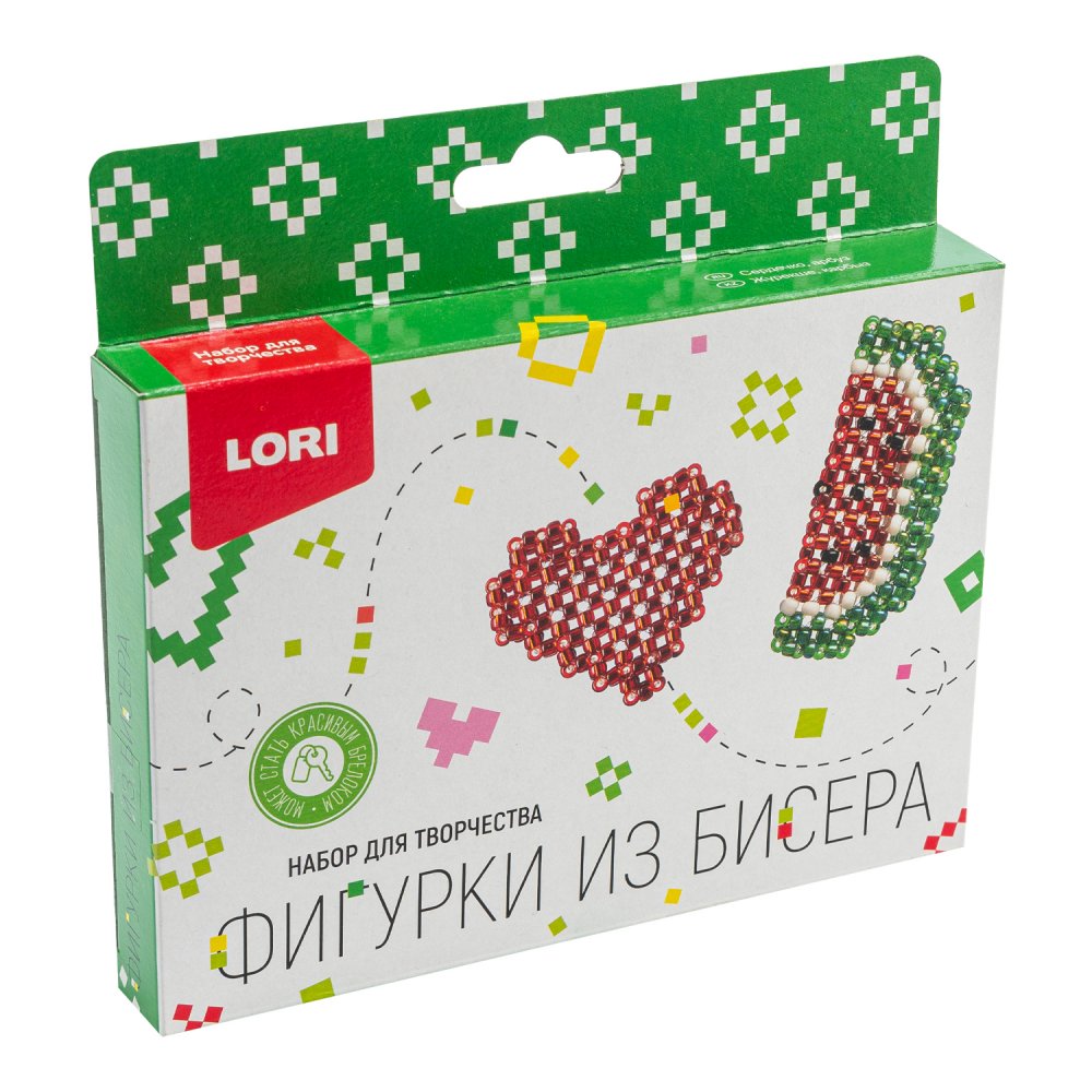 Бис-104 Фигурки из бисера. Брелоки Сердечко, арбуз