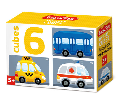 Кубики Городской транспорт (без обклейки) 6 шт Baby Toys
