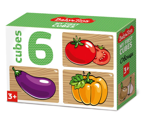 Кубики Овощи (без обклейки) 6 шт Baby Toys арт.03545 (Вид 1)