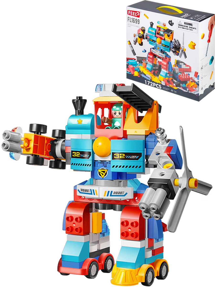 Конструктор пластиковый Робот-трансформер (31х10х28 см) (172 детали) в коробке. (Арт. FL1699) (Вид 1)