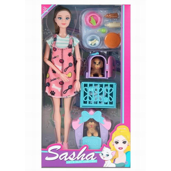 Кукла 51816 Саша с питомцами в кор.