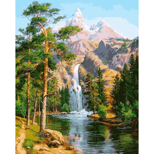 Алмазная живопись Горный водопад 30*40