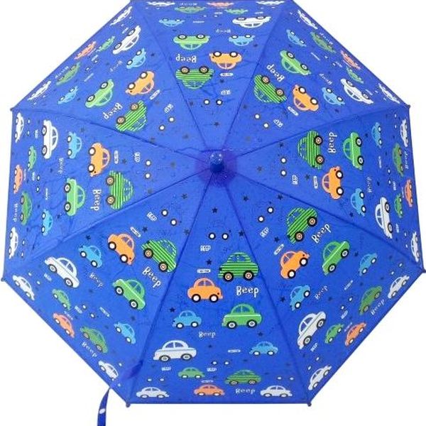Зонт детский  Машинки, рисунок проявляется, полуавтомат, 48,5см.